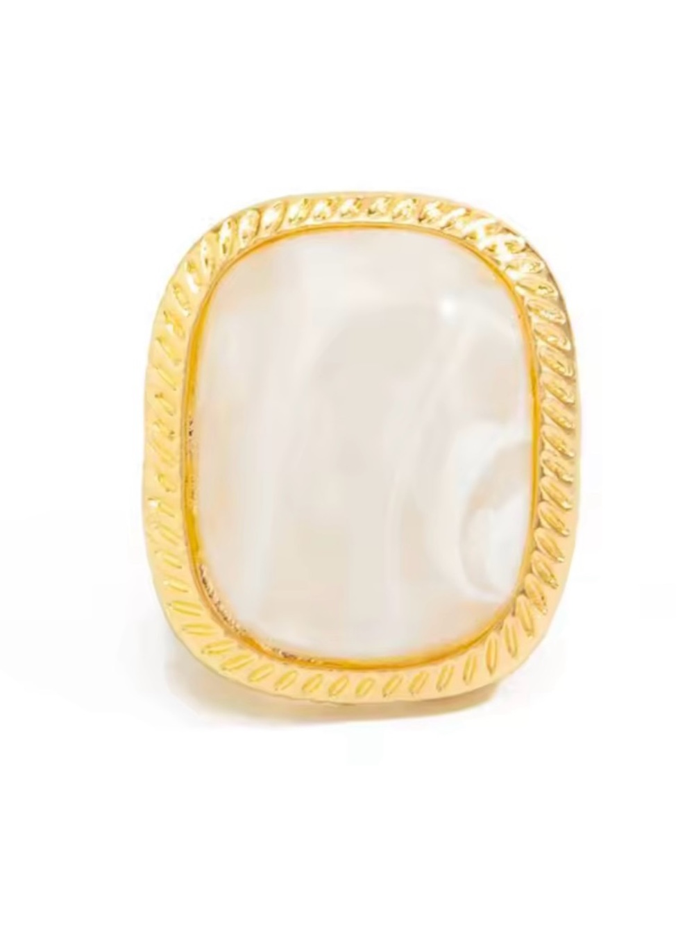Gold Mother of Pearl Statement Ring • Minimalist Luxury Adjustable Ring